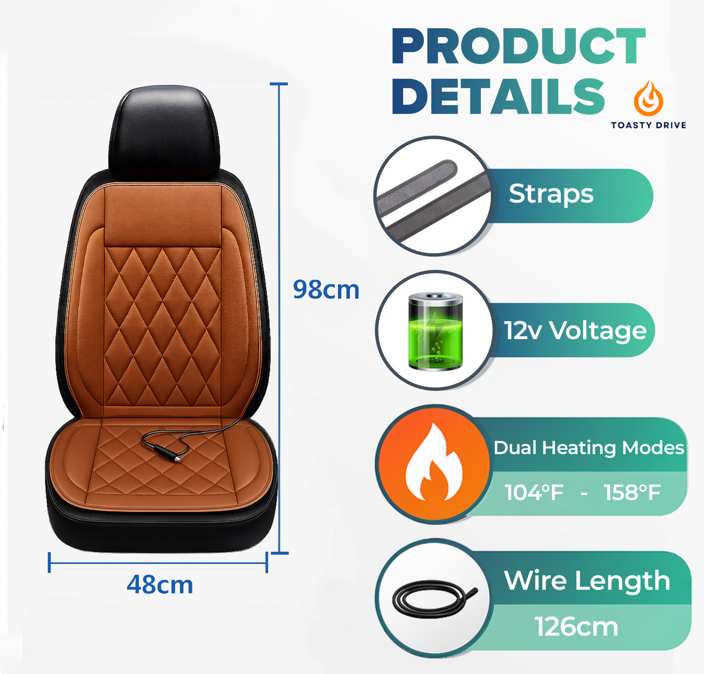 Toasty Drive Heated Car Seat Cushion